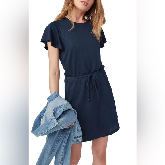 NWOT Paige Brielle Navy Drawstring Waist T-Shirt Dress Size X-Large - Picture 3 of 14